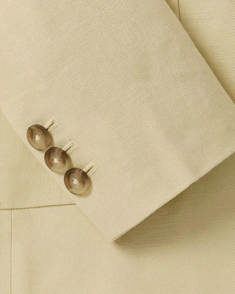Fitted One-Button Linen-Blend Blazer