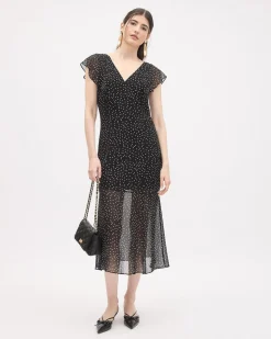 Fitted Sleeveless Midi Dress with Floral Pattern