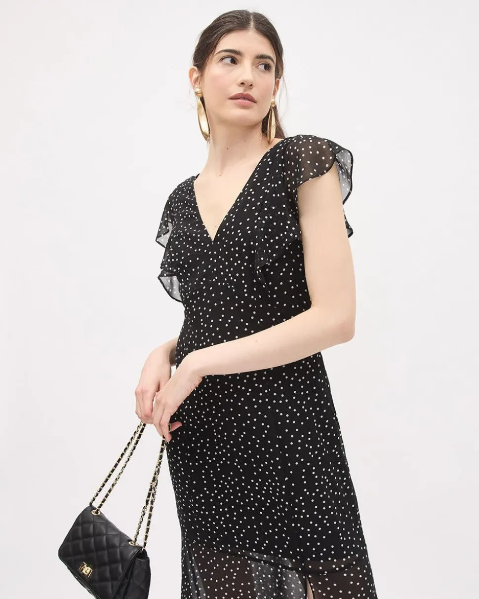 Fitted Sleeveless Midi Dress with Floral Pattern