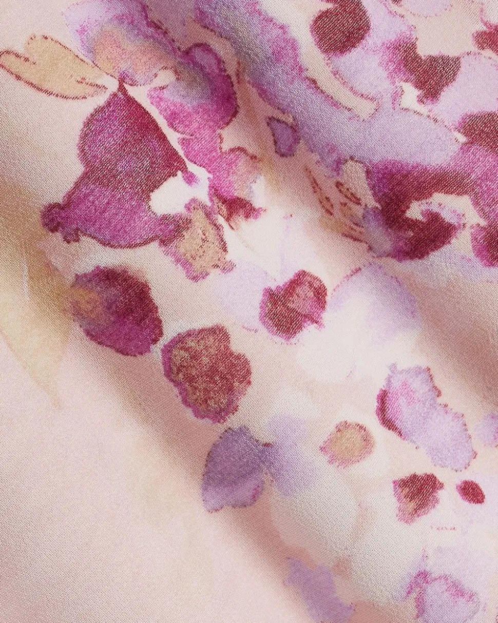 Fitted Sleeveless Midi Dress with Floral Pattern