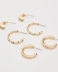 Golden Hoops - 3 Pairs