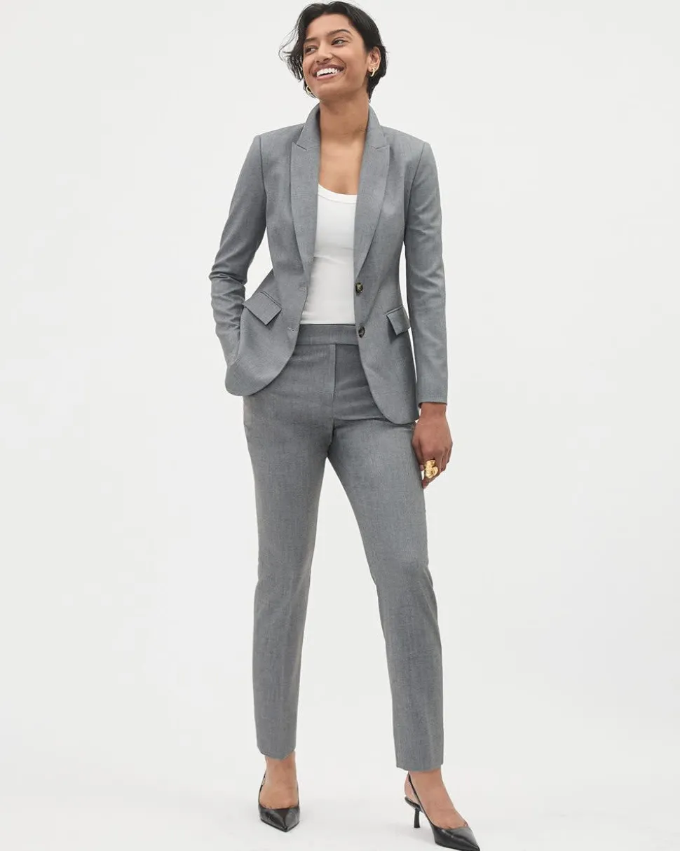 Grey Straight-Leg Mid-Rise Pant