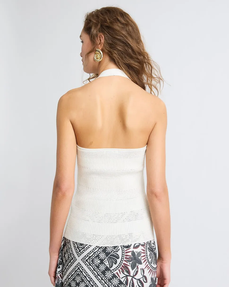 Halter-Neck Fancy-Stitch Tank