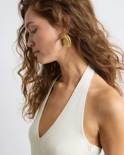 Halter-Neck Fancy-Stitch Tank