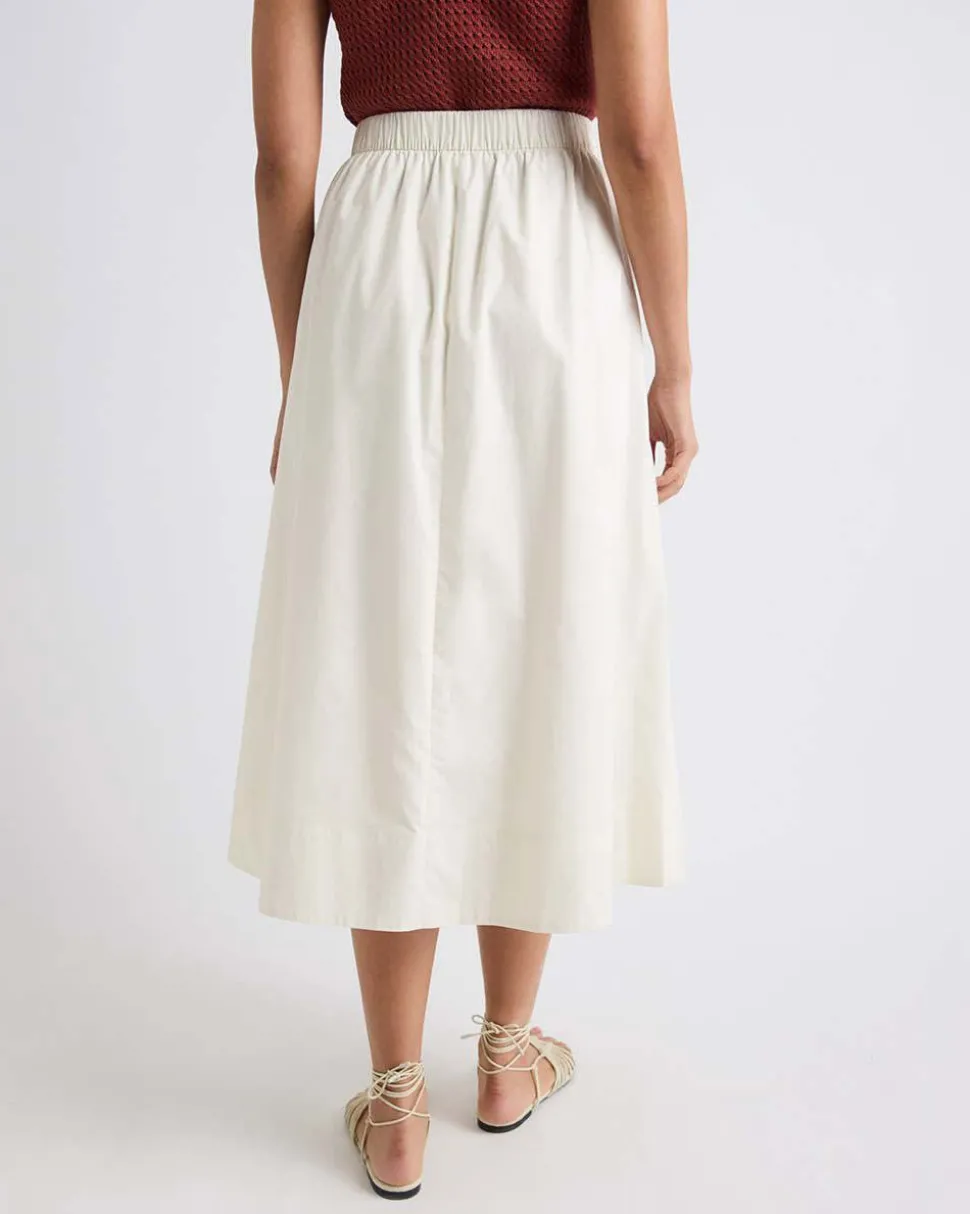 High-Rise A-Line Poplin Midi Skirt
