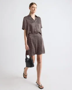 High-Rise A-Line Satin Mini Skirt