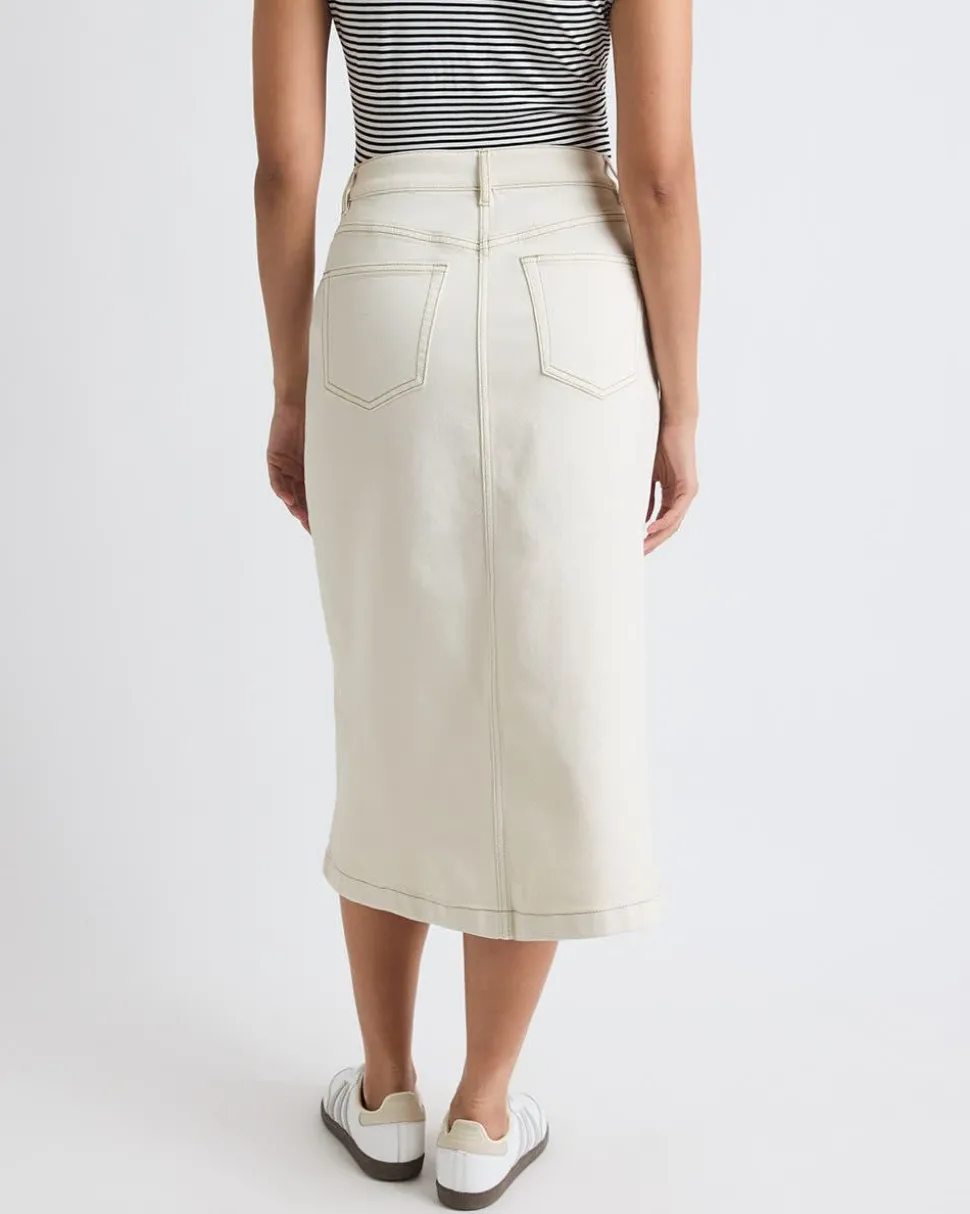 High-Rise Denim Maxi Skirt