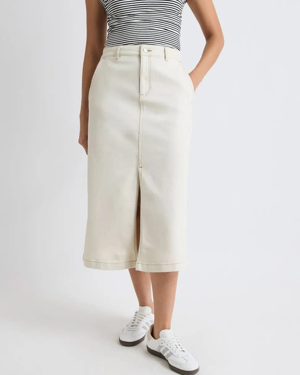 High-Rise Denim Maxi Skirt