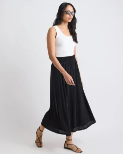 High-Rise Flare Midi Skirt