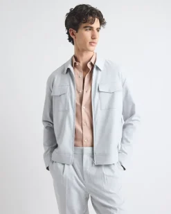 Jacket with Flap Pockets at Chest