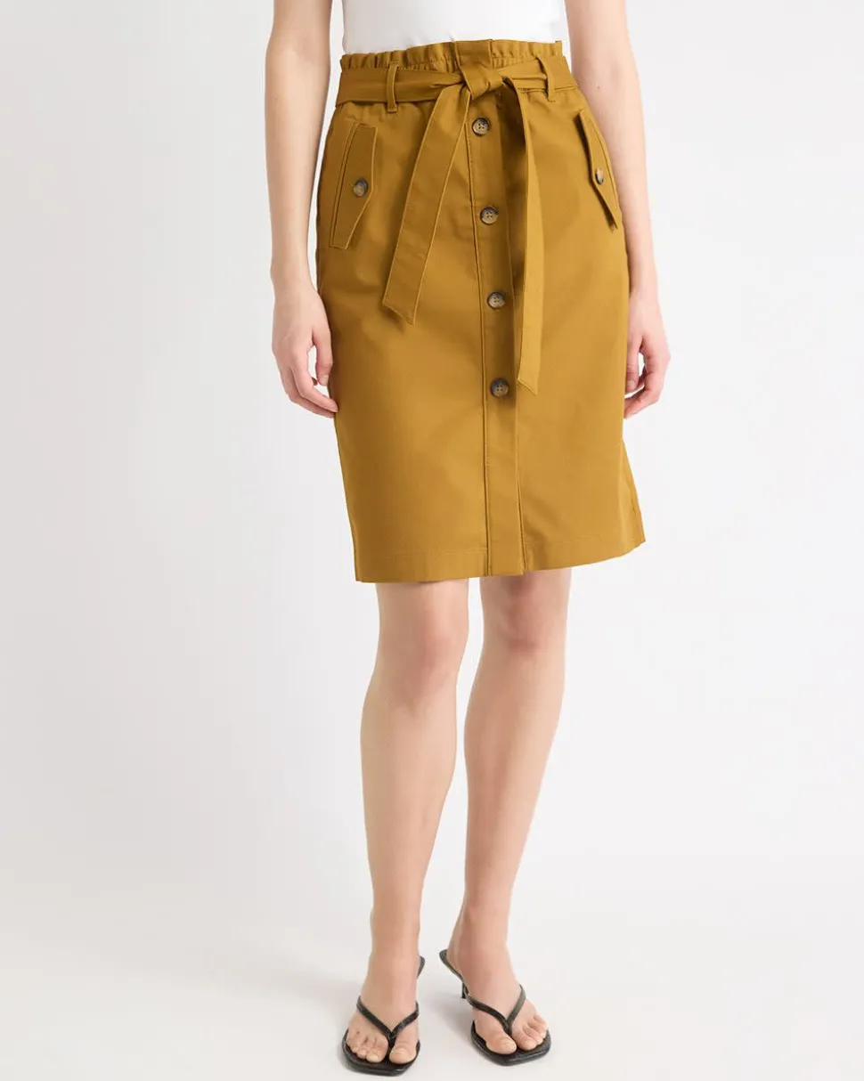 Knee-Length Pencil Skirt with Paperbag Waistband