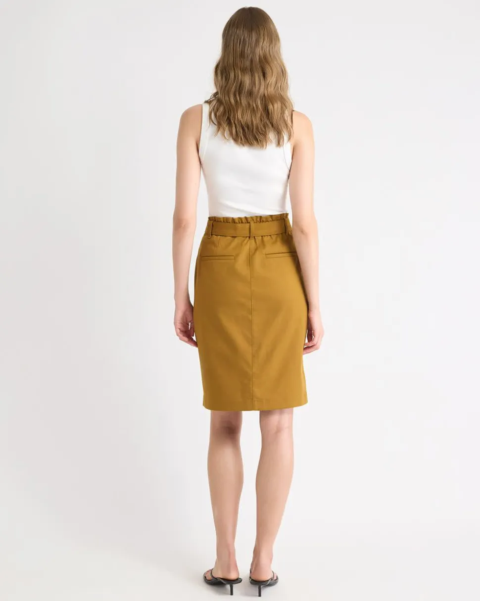 Knee-Length Pencil Skirt with Paperbag Waistband