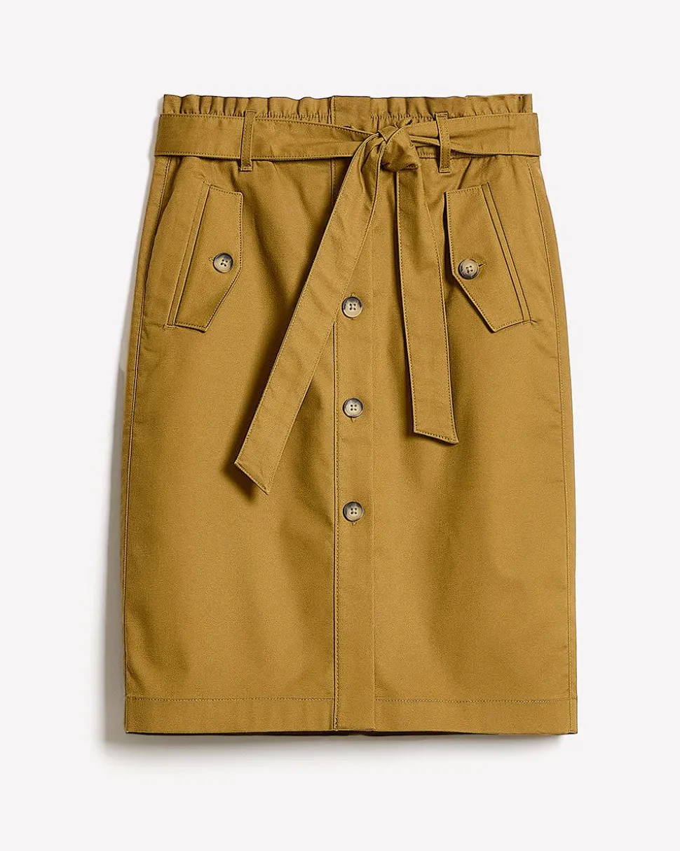 Knee-Length Pencil Skirt with Paperbag Waistband