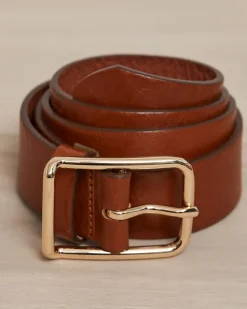 Large Leather Belt with Square Buckle