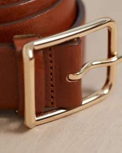 Large Leather Belt with Square Buckle