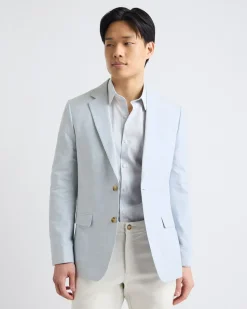 Light Blue Linen-Blend Blazer