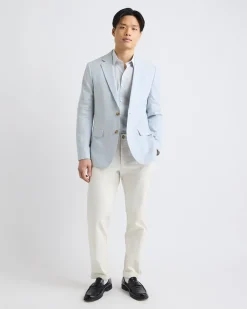 Light Blue Linen-Blend Blazer