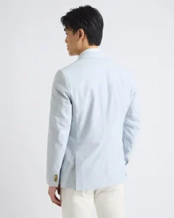 Light Blue Linen-Blend Blazer