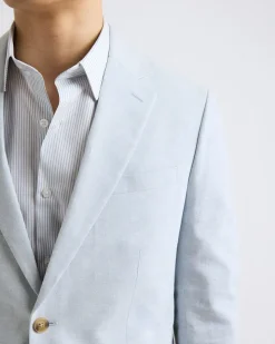 Light Blue Linen-Blend Blazer