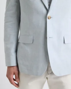 Light Blue Linen-Blend Blazer
