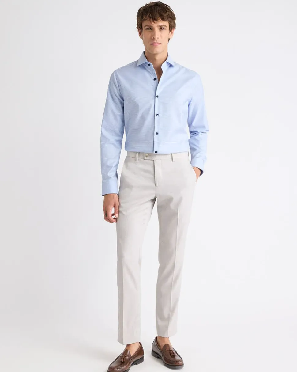 Light Blue Slim-Fit Dobby Dress Shirt