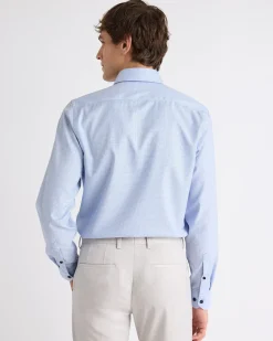 Light Blue Slim-Fit Dobby Dress Shirt