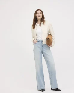 Light-Wash High-Waisted Wide-Leg Jeans