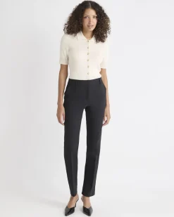 Limitless Black Mid-Rise Long Slim-Leg Signature Pant