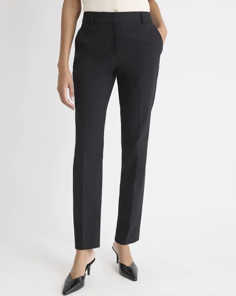 Limitless Black Mid-Rise Long Slim-Leg Signature Pant