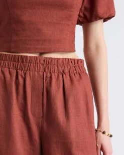 Linen High-Waisted Bermuda