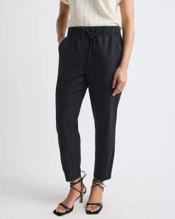 Linen Mid-Rise Tapered-Leg Jogger Pant
