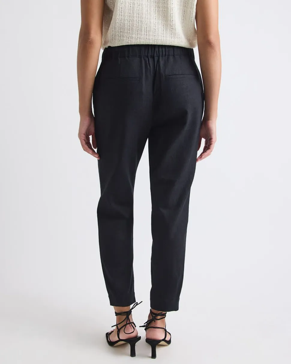 Linen Mid-Rise Tapered-Leg Jogger Pant