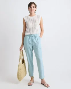 Linen Mid-Rise Tapered-Leg Jogger Pant