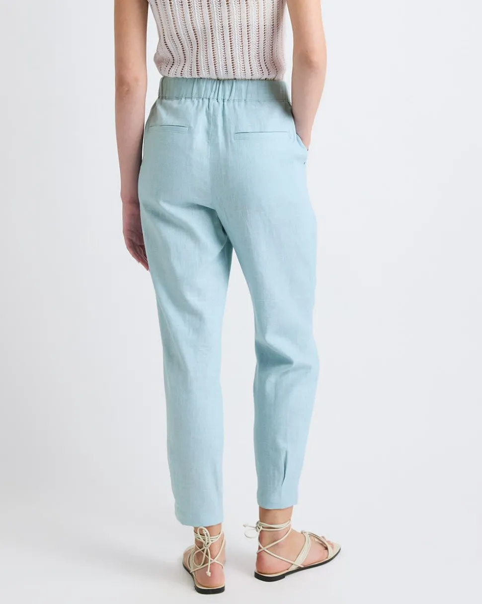 Linen Mid-Rise Tapered-Leg Jogger Pant