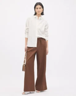 Linen Mid-Rise Wide-Leg Pant