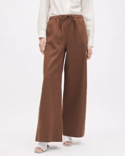 Linen Mid-Rise Wide-Leg Pant