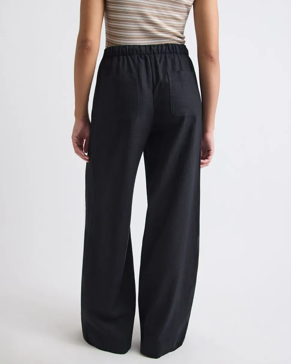 Linen Mid-Rise Wide-Leg Pant