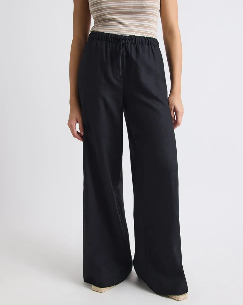 Linen Mid-Rise Wide-Leg Pant