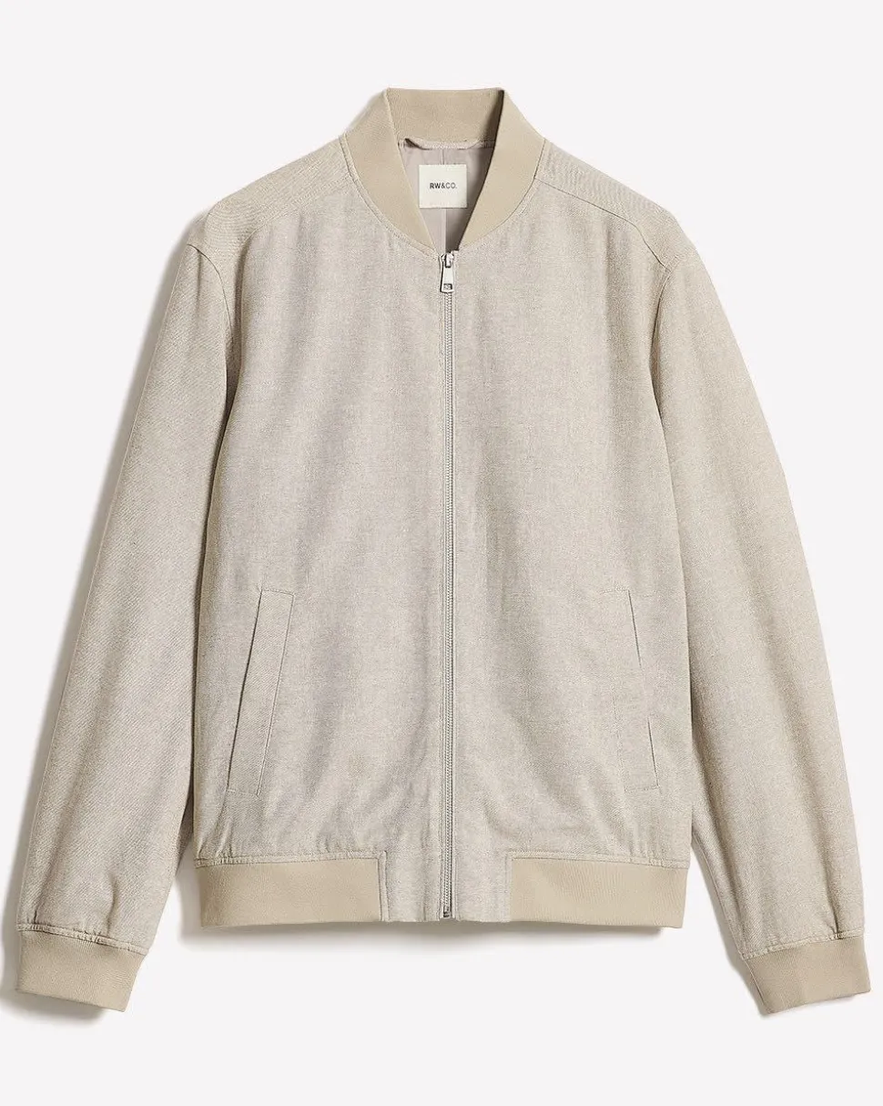 Linen-Blend Bomber Jacket