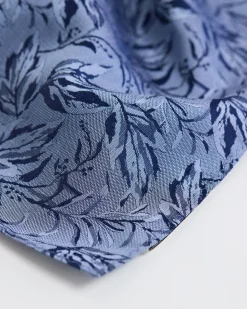 Linen-Blend Handkerchief with Foliage Pattern