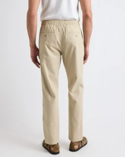 Linen-Blend Pants with Elastic Waistband and Drawstring