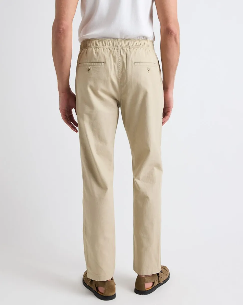 Linen-Blend Pants with Elastic Waistband and Drawstring
