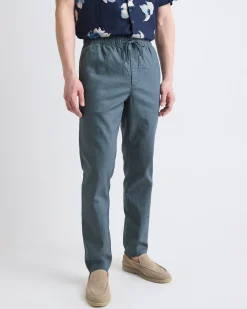 Linen-Blend Pants with Elastic Waistband and Drawstring