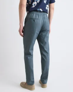 Linen-Blend Pants with Elastic Waistband and Drawstring