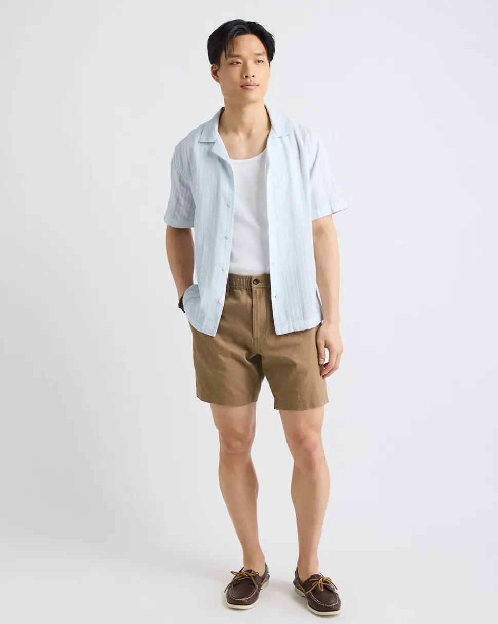 Linen-Blend Short with Elastic Waistband