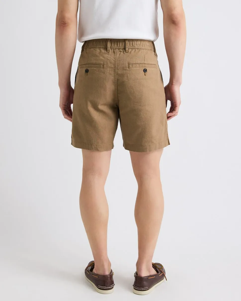 Linen-Blend Short with Elastic Waistband