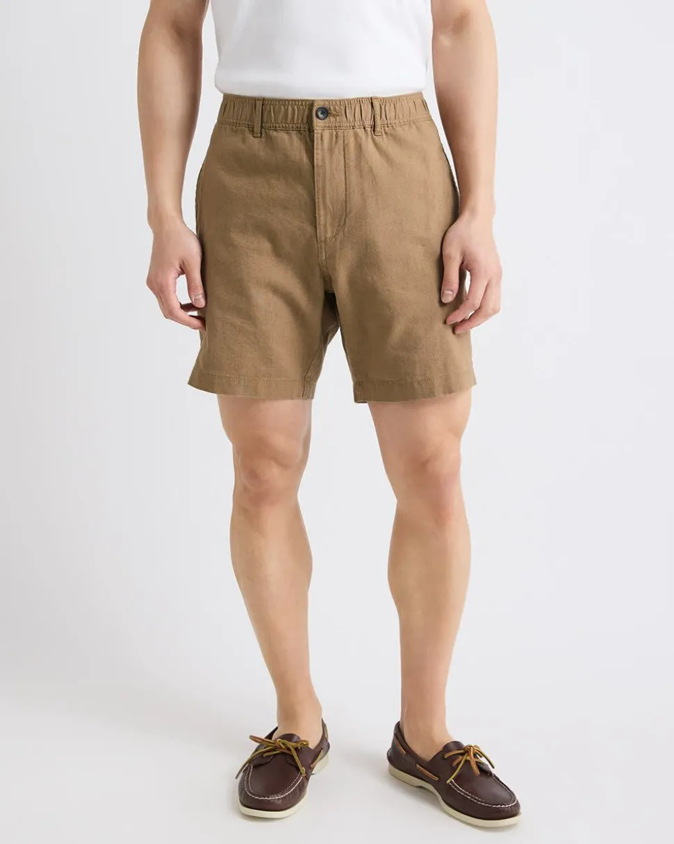 Linen-Blend Short with Elastic Waistband