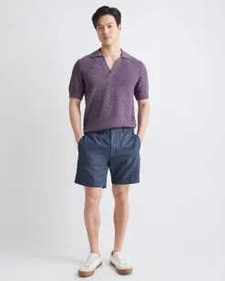 Linen-Blend Short with Elastic Waistband