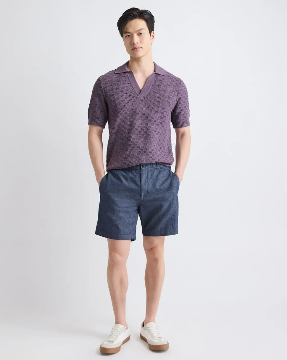 Linen-Blend Short with Elastic Waistband