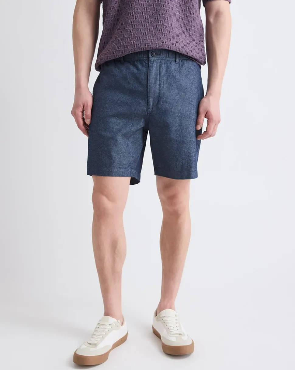 Linen-Blend Short with Elastic Waistband